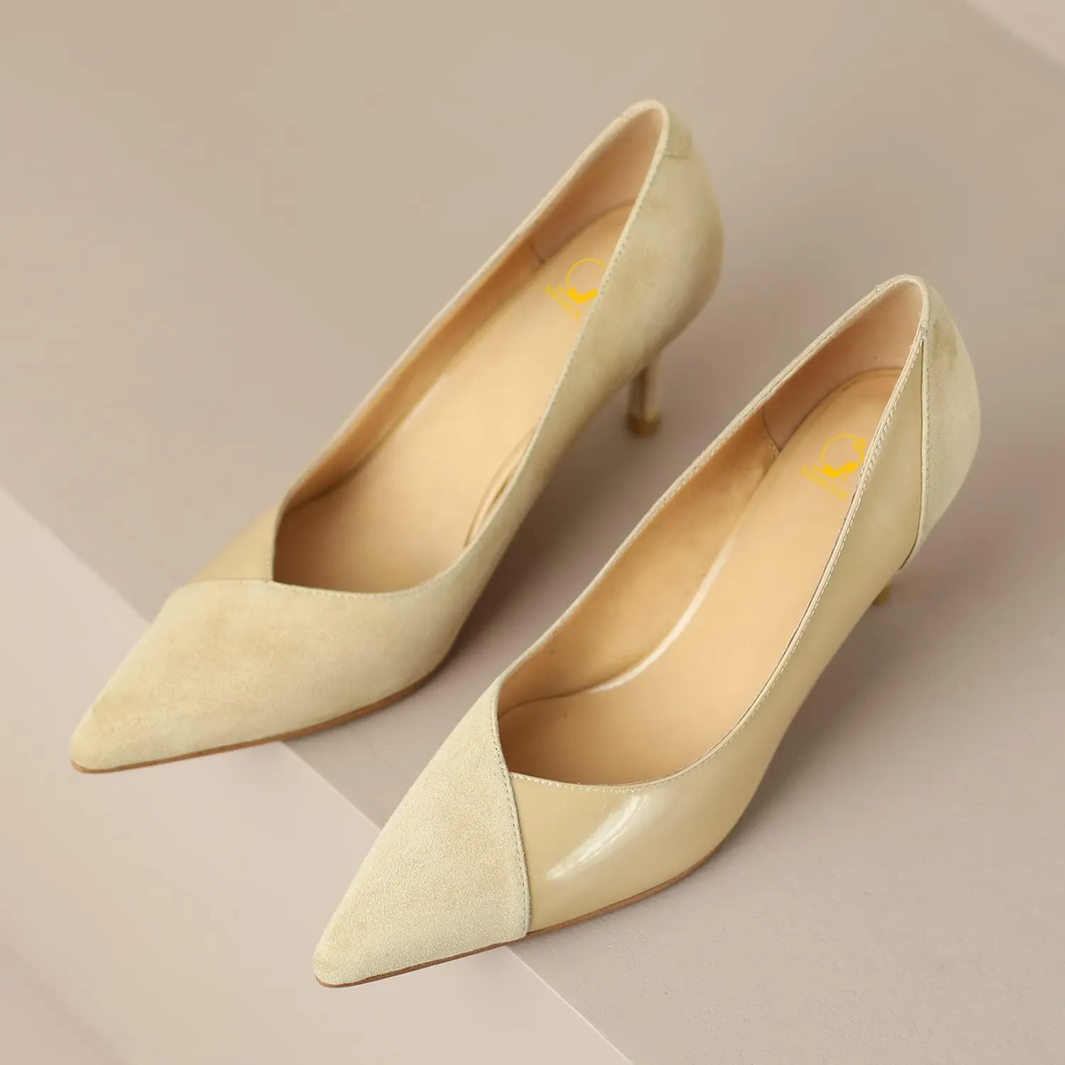 SHODENSE Women Sexy High Heels Stiletto Pumps Pointed Toe Slip On 3" Kitten Heel Dress Shoes Evening Wedding Pump Suede Patent Leather Patchwork Ladies Female Office Party Prom Dance Shoe 4-11 M US