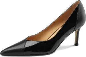 SHODENSE Women Sexy High Heels Stiletto Pumps Pointed Toe Slip On 3" Kitten Heel Dress Shoes Evening Wedding Pump Suede Patent Leather Patchwork Ladies Female Office Party Prom Dance Shoe 4-11 M US