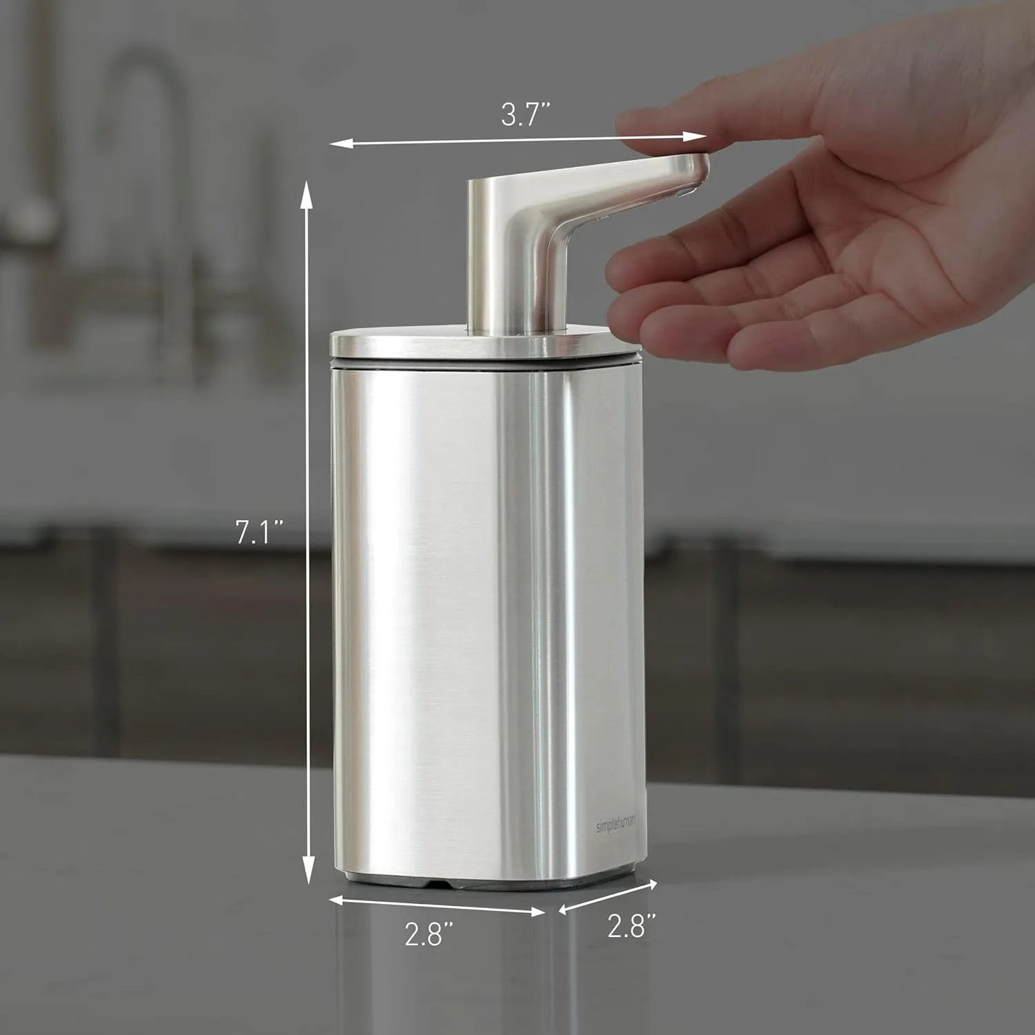 simplehuman 10 oz. Pulse Pump, Liquid Soap Dispenser, Drip Free Hand Soap Pump, Brushed Stainless Steel