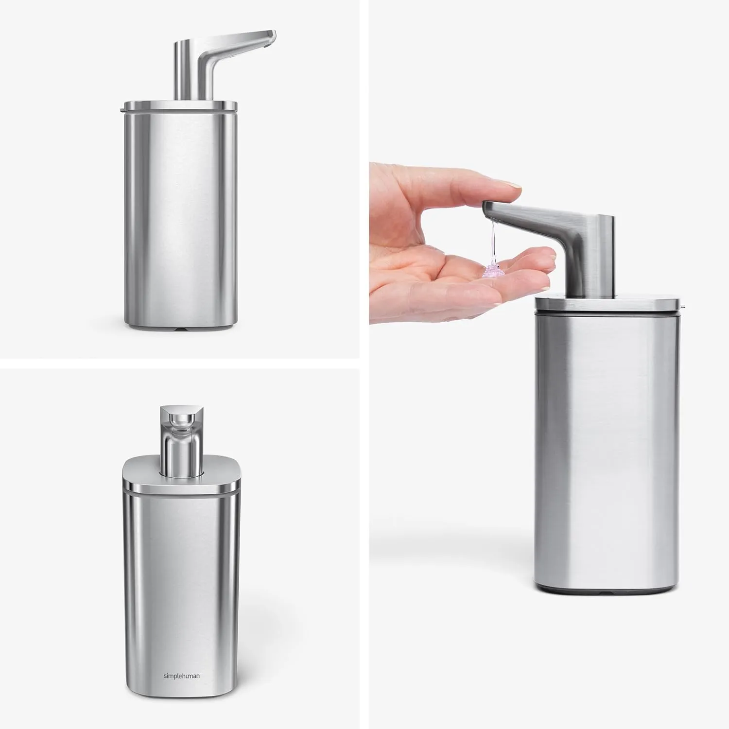 simplehuman 10 oz. Pulse Pump, Liquid Soap Dispenser, Drip Free Hand Soap Pump, Brushed Stainless Steel