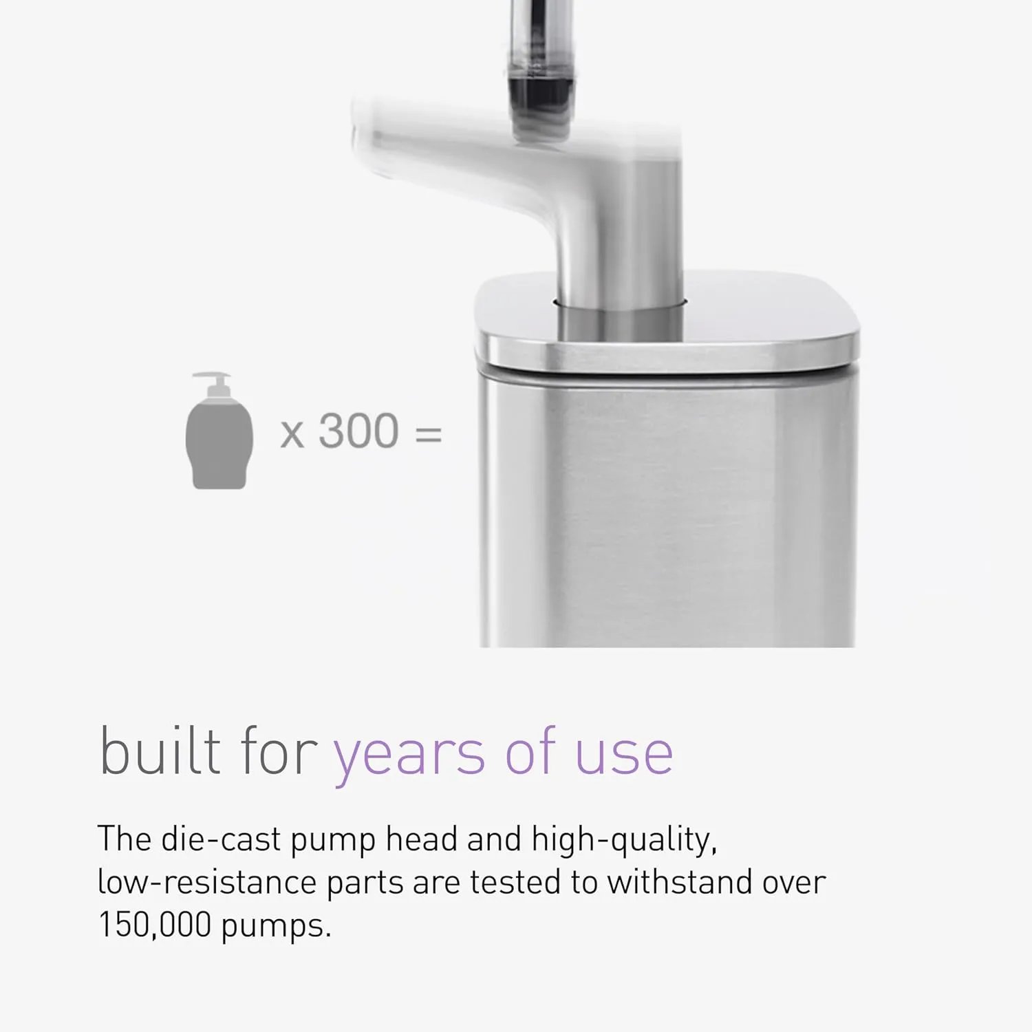 simplehuman 10 oz. Pulse Pump, Liquid Soap Dispenser, Drip Free Hand Soap Pump, Brushed Stainless Steel