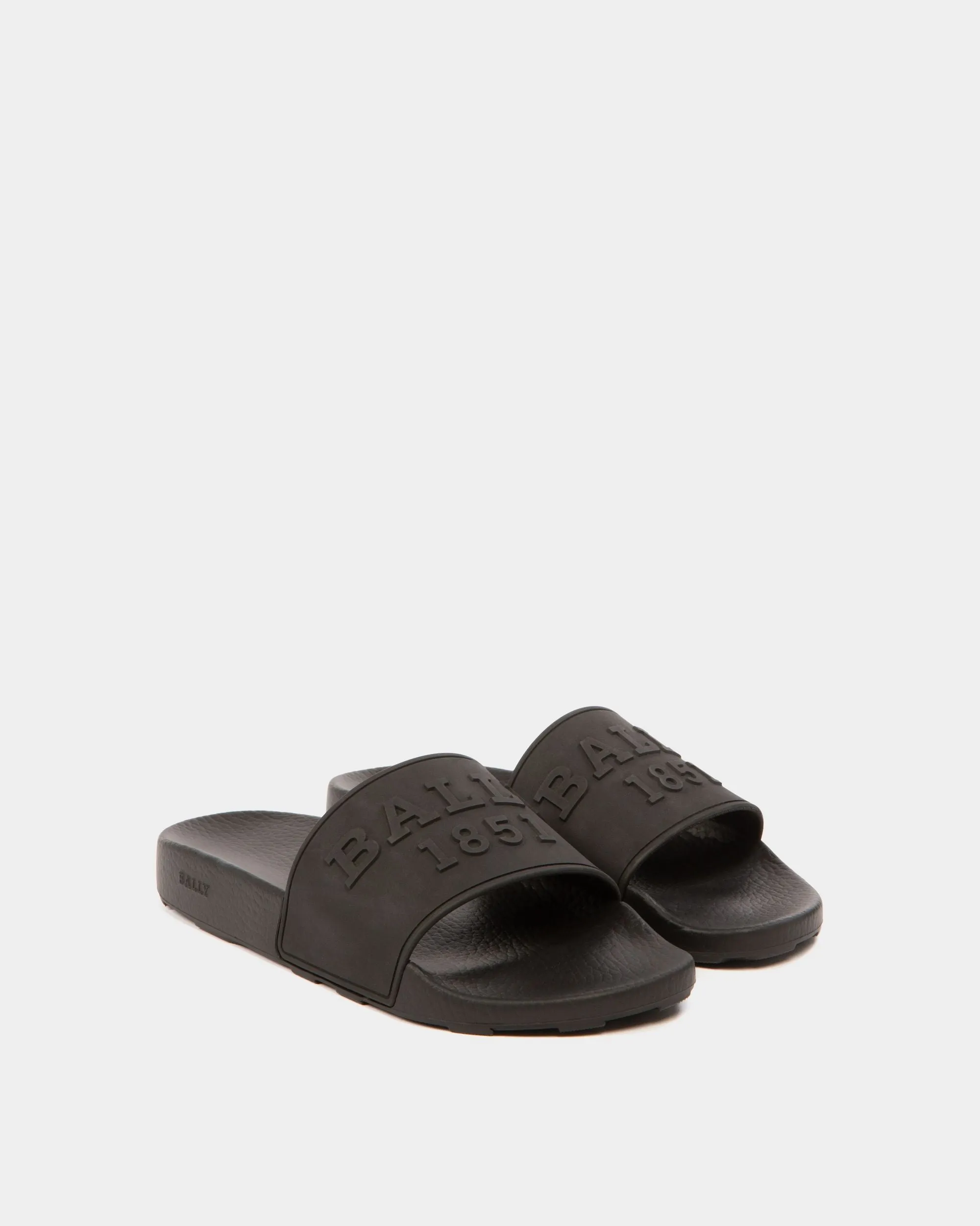 Slider Sandals In Black Rubber