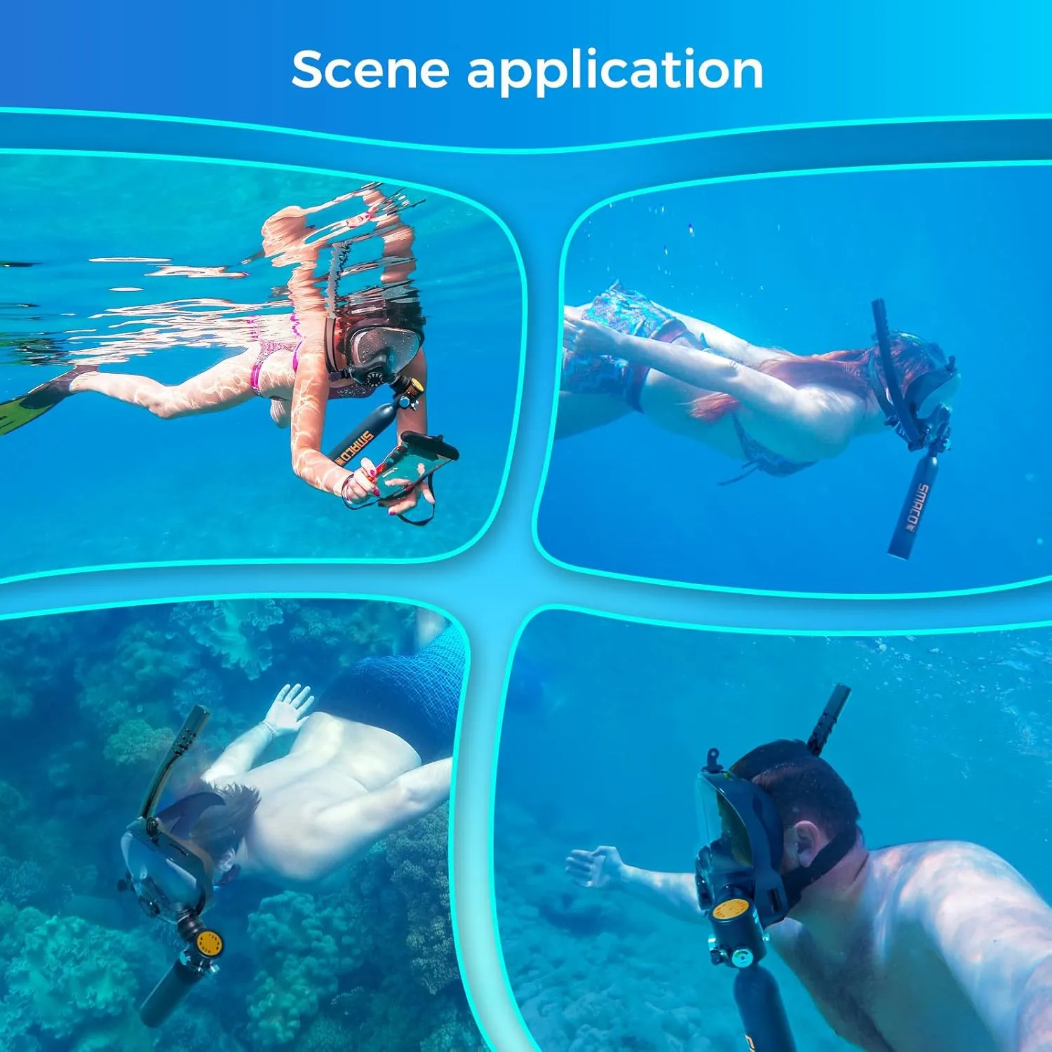 SMACO Mini Scuba Tank with Full Face Mask 0.5L Diving Tank Provide up to 10 Minutes Underwater Breath Support 30ft of Diving Depth, Portbale Pony Bottle with Hand Pump for Shallow Water Diving