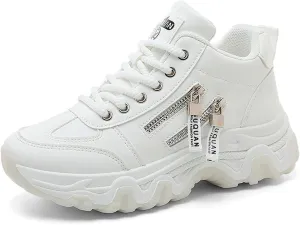 Sneakers Women New Korean Fashion Round Head Lace Up Casual Shoes Thick Bottom Running Shoes Womens 12 Running Shoes