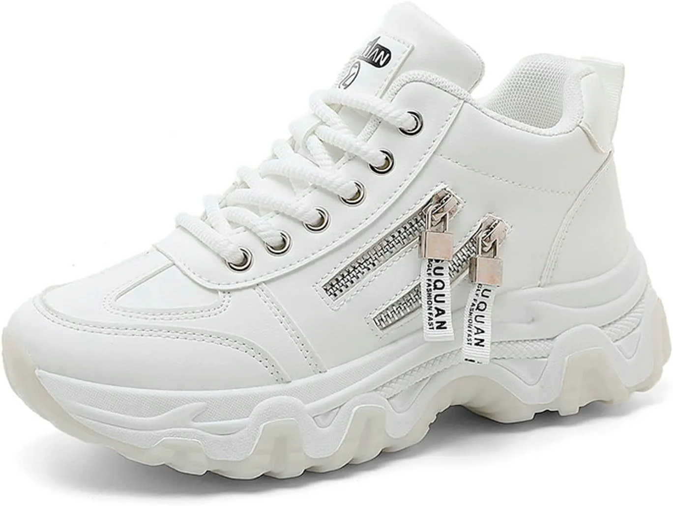 Sneakers Women New Korean Fashion Round Head Lace Up Casual Shoes Thick Bottom Running Shoes Womens 12 Running Shoes