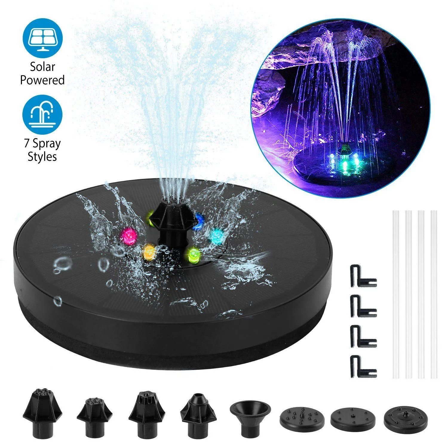 Solar Powered Fountain Pump Floating Bird Bath Pond Pump