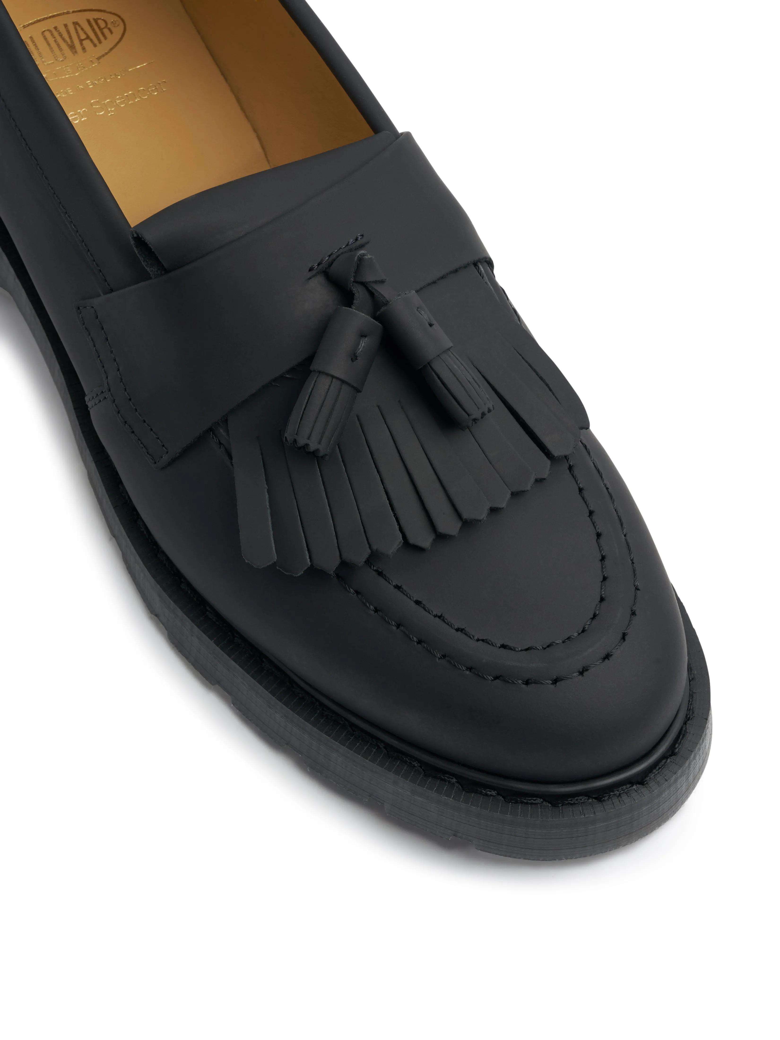 Solovair x Oliver Spencer Black Greasy Leather Tassel Loafer