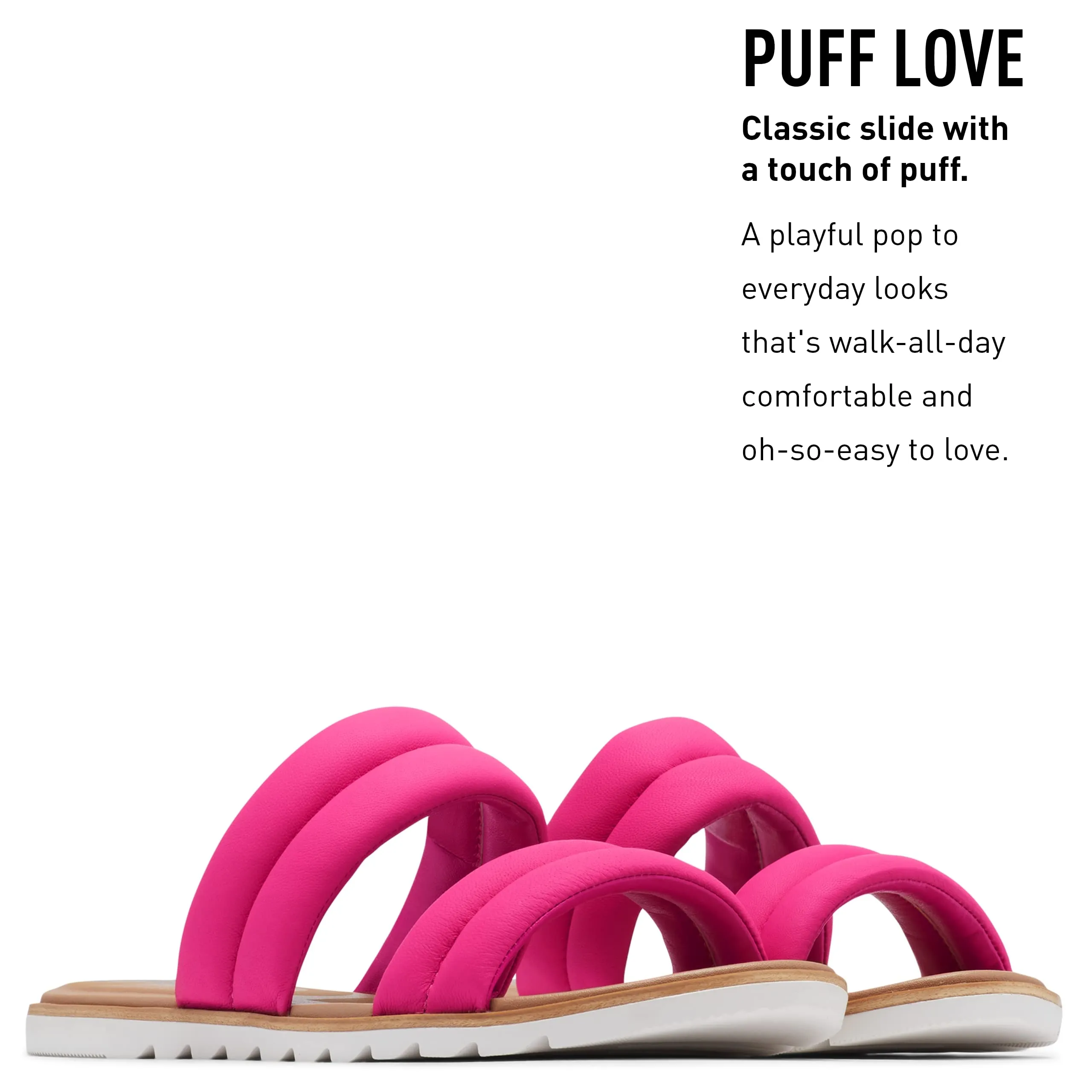 Sorel Women's Ella II Puff Slide Sandal - Fuchsia Fizz, Sea Salt - Size 9.5