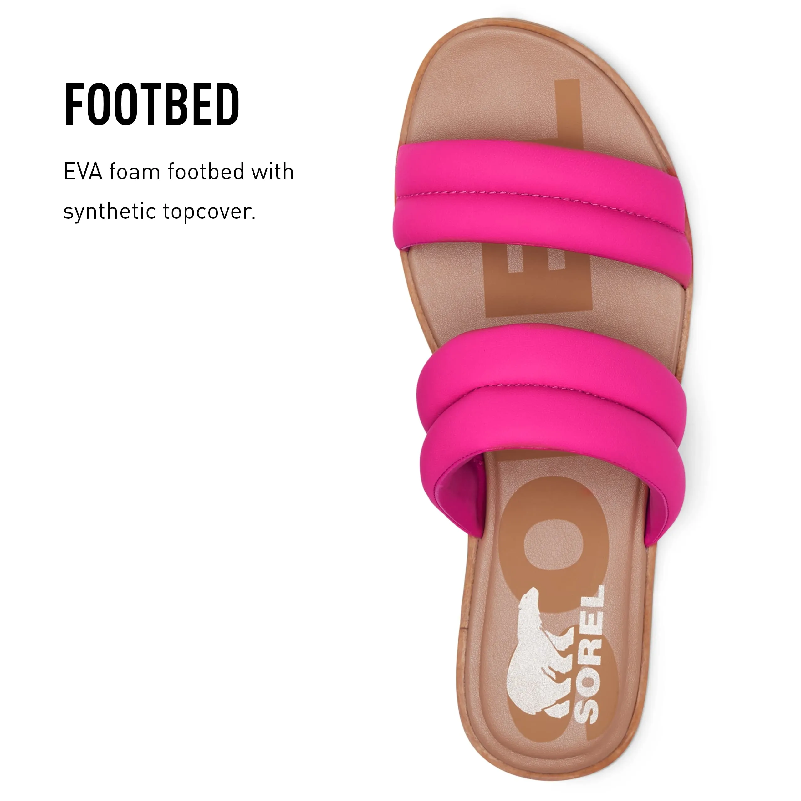 Sorel Women's Ella II Puff Slide Sandal - Fuchsia Fizz, Sea Salt - Size 9.5