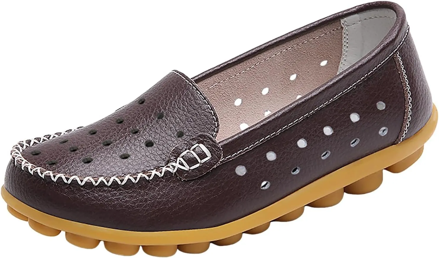 Summer Sandals For Women Leather Flat Sandal Hollow Breathable Flats Shoes Loafers Casual Footwear For Daily Work