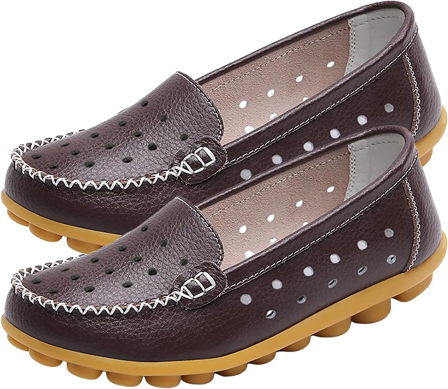 Summer Sandals For Women Leather Flat Sandal Hollow Breathable Flats Shoes Loafers Casual Footwear For Daily Work