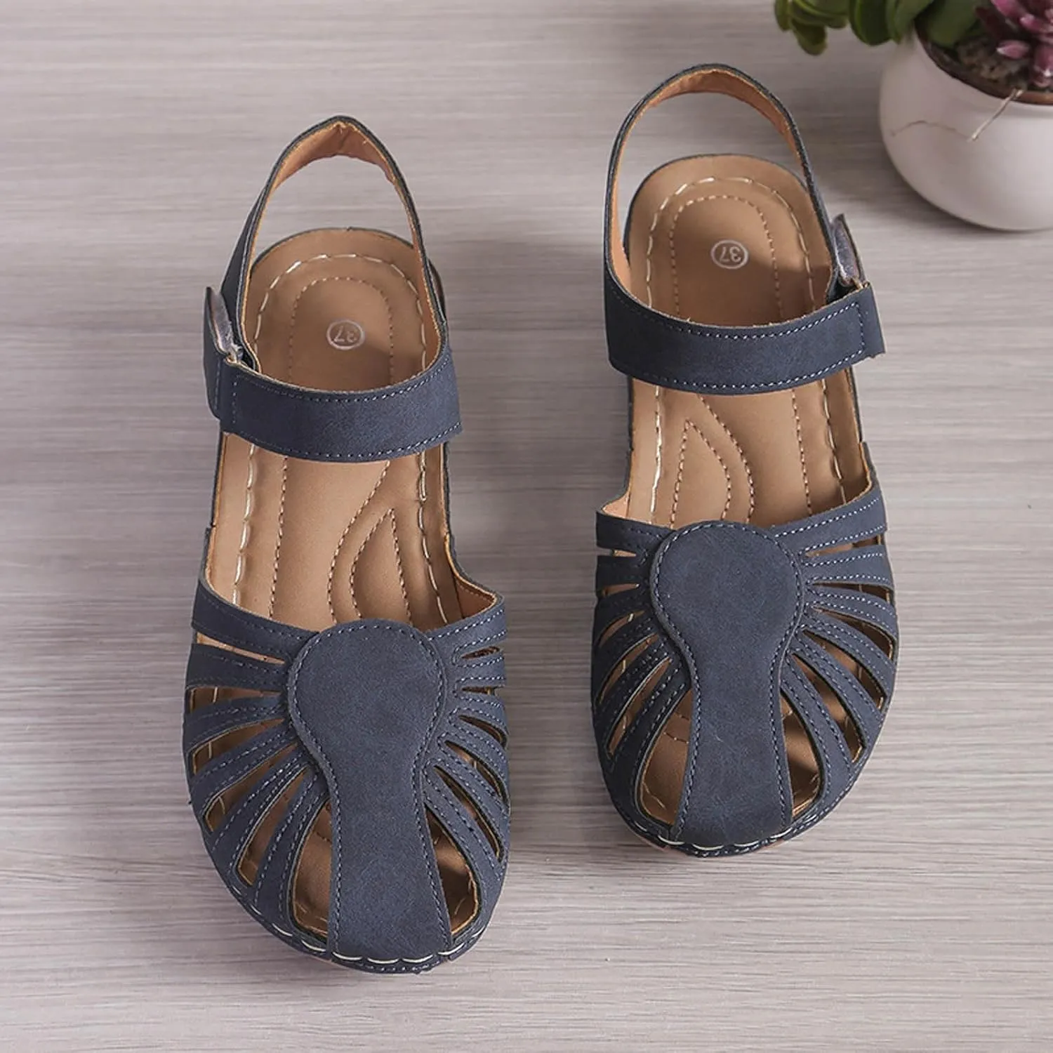 Summer Wedge Sandals For Women Dressy 2025,Arch Support Comfortable Beach Walking Open Toe Flock Platform Sandals Casual Slip on Outdoor Shoes ﻿