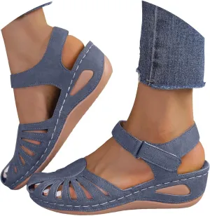 Summer Wedge Sandals For Women Dressy 2025,Arch Support Comfortable Beach Walking Open Toe Flock Platform Sandals Casual Slip on Outdoor Shoes ﻿
