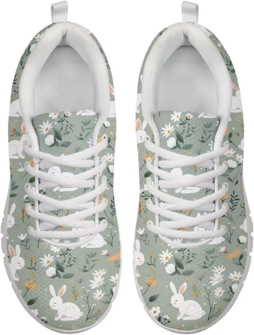 SYtrade Women's Running Shoes Lace Up Walking Tennis Sneakers White Sole