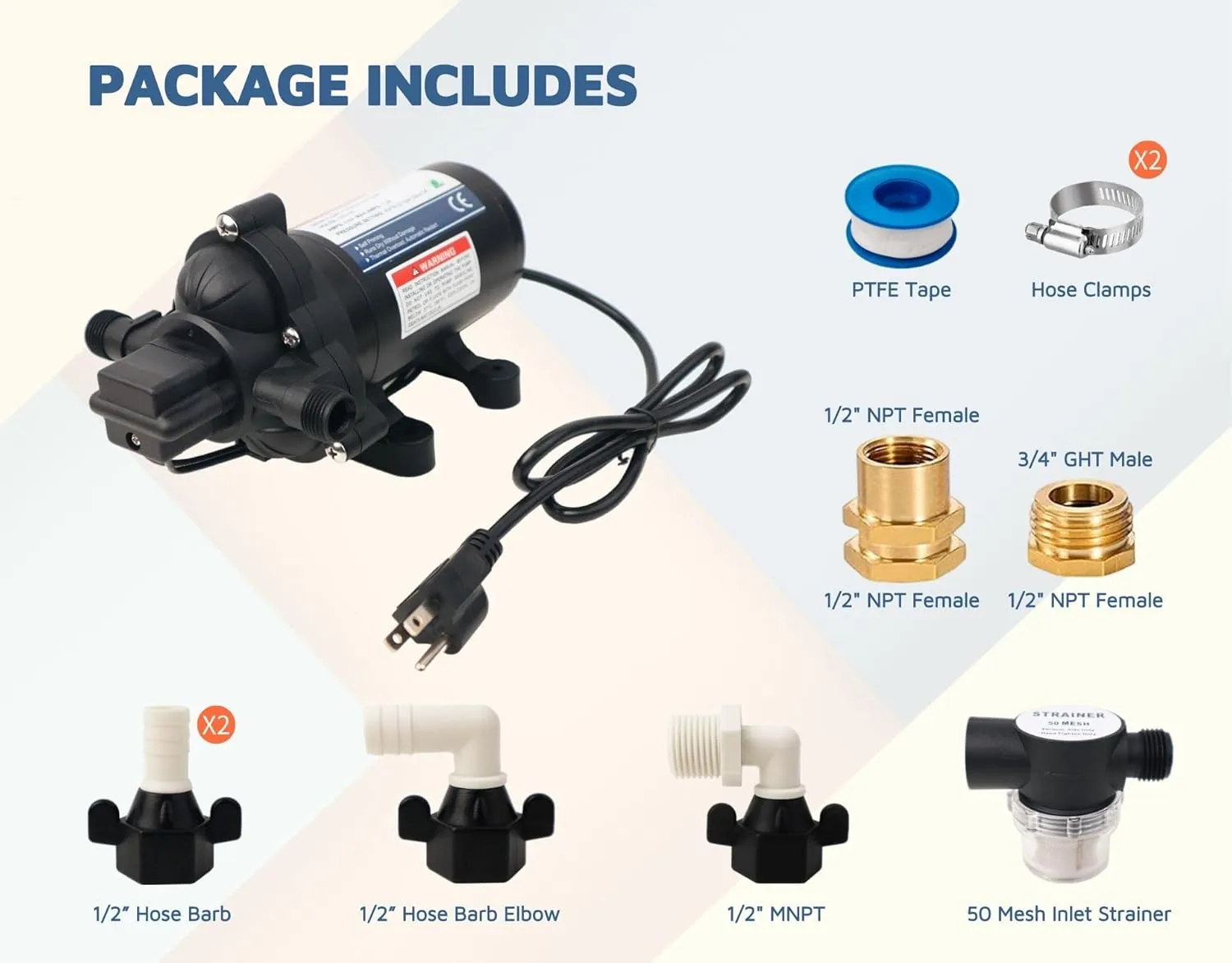T33 Automatic On-Demand Diaphragm Pump 115Vac, 4.0GPM, 45PSI, Industrial Water Pressure Pump for Kitchen, Bathroom, RV, Marine Yacht, Caravan, Garden