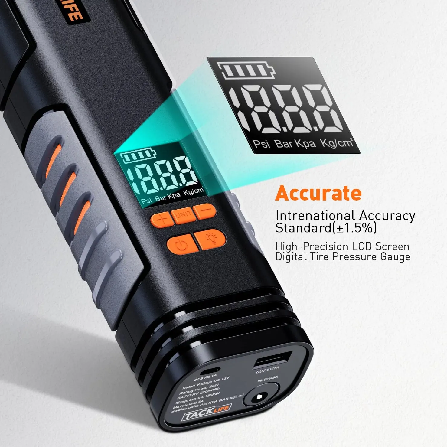 Tacklife X1 Rechargeable Cordless Tire Inflator