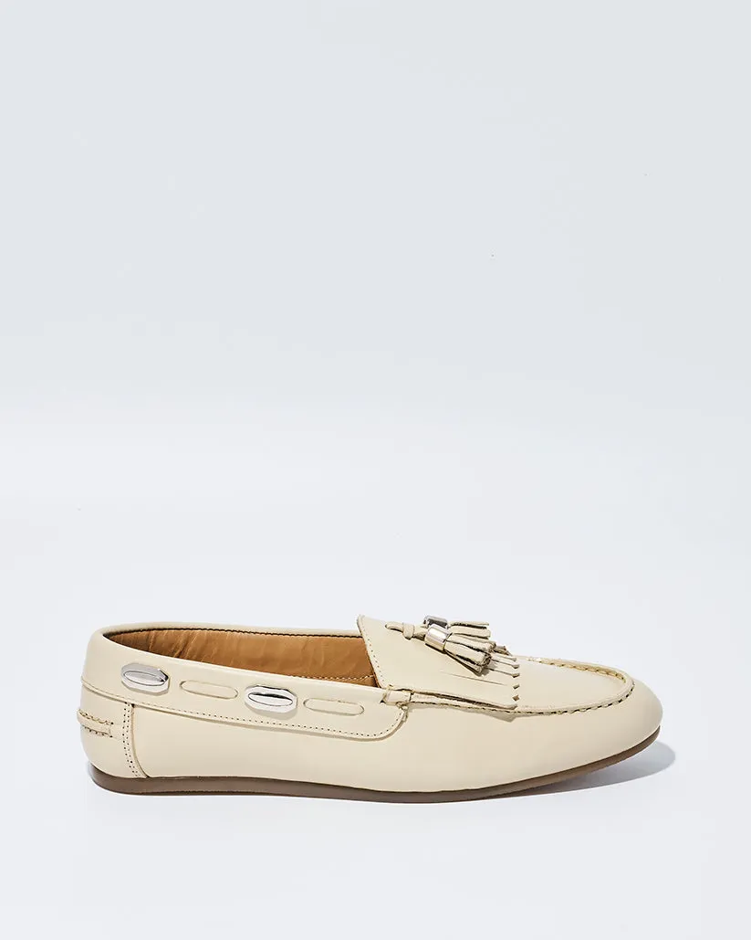 TASSEL MOC SHOES ECRU