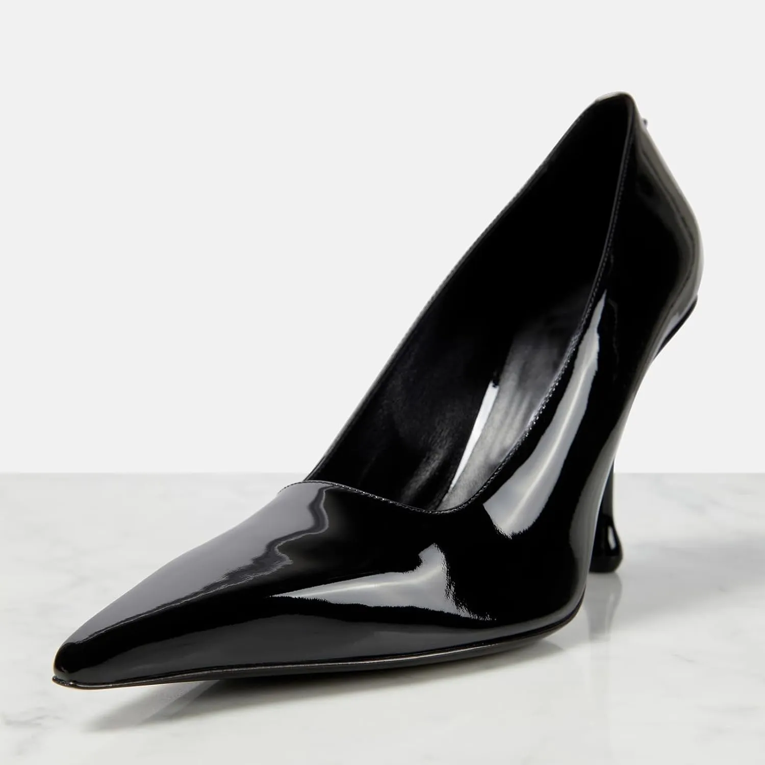 THESHY Women's Pointed Toe Patent Leather Pumps Stiletto High Heels Slip on Classic Office Dress Pump Shoes for Women
