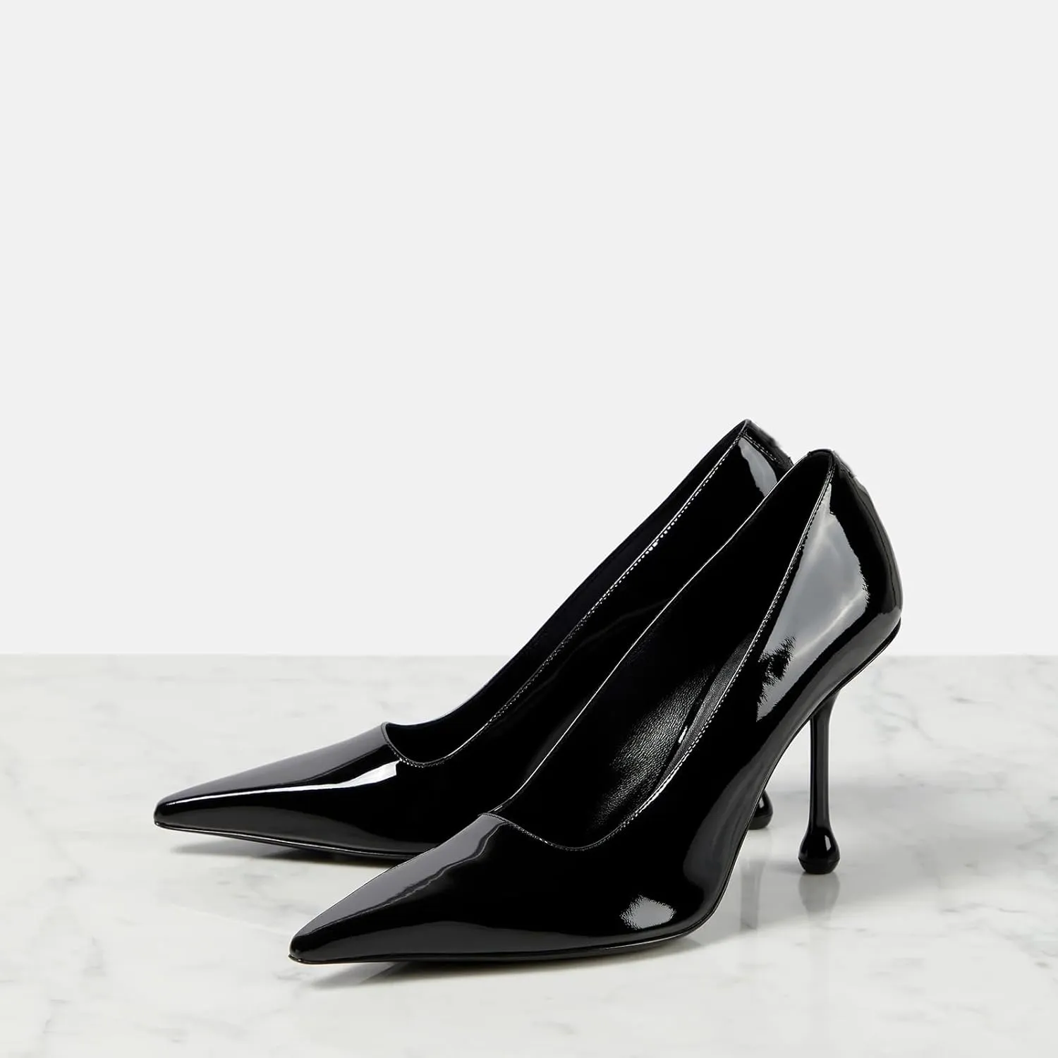 THESHY Women's Pointed Toe Patent Leather Pumps Stiletto High Heels Slip on Classic Office Dress Pump Shoes for Women