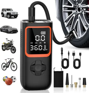 Tire Inflator Portable Air Compressor - 20000mAh & 150PSI Cordless Air Pump for Car Tires with Pressure Gauge & LED Light, 3X Faster Inflation Electric Air Compressor for Car Bikes, Motorcycle, Ball