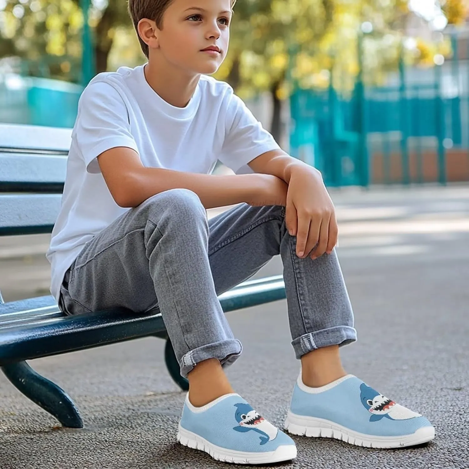 TODIYADDU Children's Running Shoes Non-Slip Tennis Shoes Boys Girls Breathable Mesh Fashion Sports Sneaker (White)