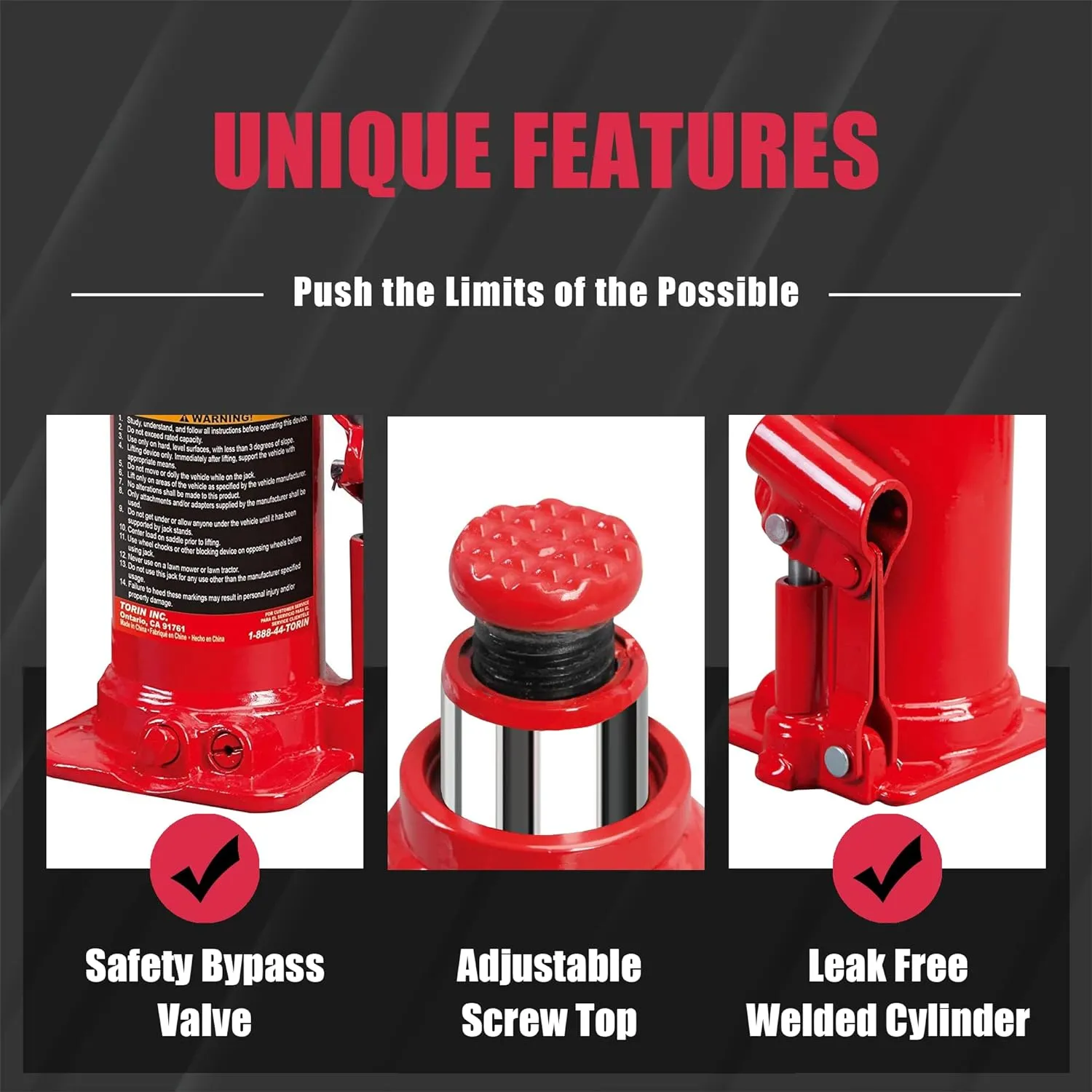 Torin T90413 Big Red Hydraulic Bottle Jack with Carrying Case, 4 Ton (8,000 lb) Capacity
