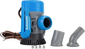 TRAC-Outdoor Products Automatic Bilge Pump, 800/1100 GPH, 3/4" & 1-1/8" Outlet - Designed for Easy Installation and Retrofitting - Ideal for All Watercraft (69311) (3004.7234)