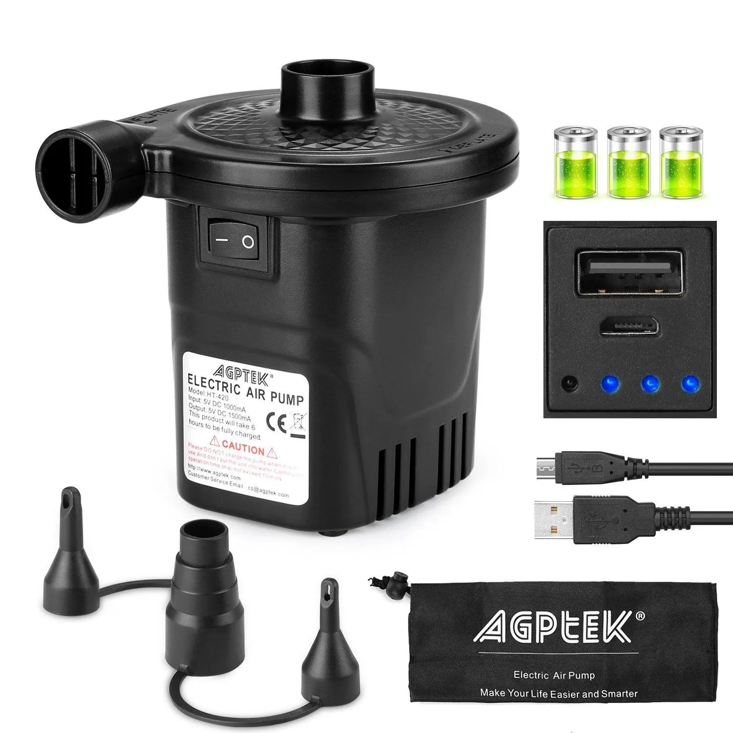 USB Rechargeable Cordless Electric Air Pump