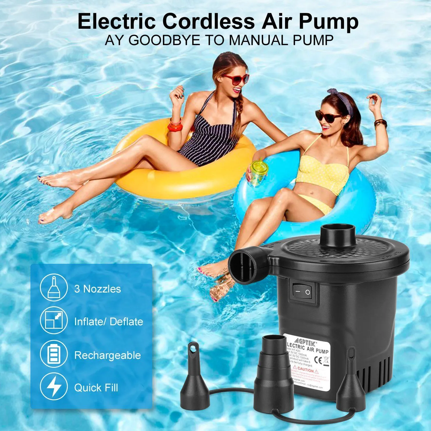 USB Rechargeable Cordless Electric Air Pump