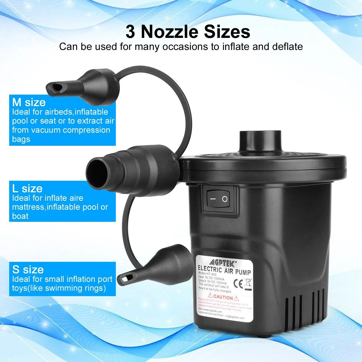 USB Rechargeable Cordless Electric Air Pump