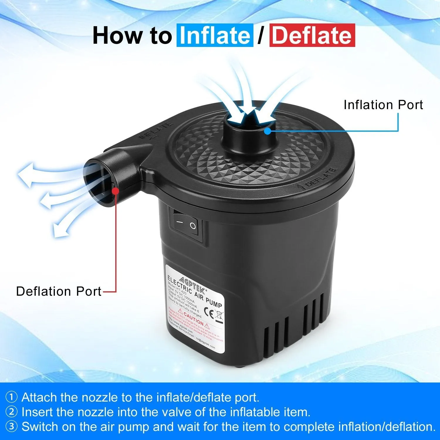 USB Rechargeable Cordless Electric Air Pump