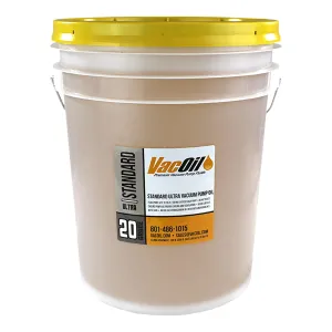 VacOil® 20 Grade Vacuum Pump Oil | 5 Gallon for Edwards, Welch, Leybold, Agilent, High Grade, Molecularly Distilled & Increases Vacuum Pump Life