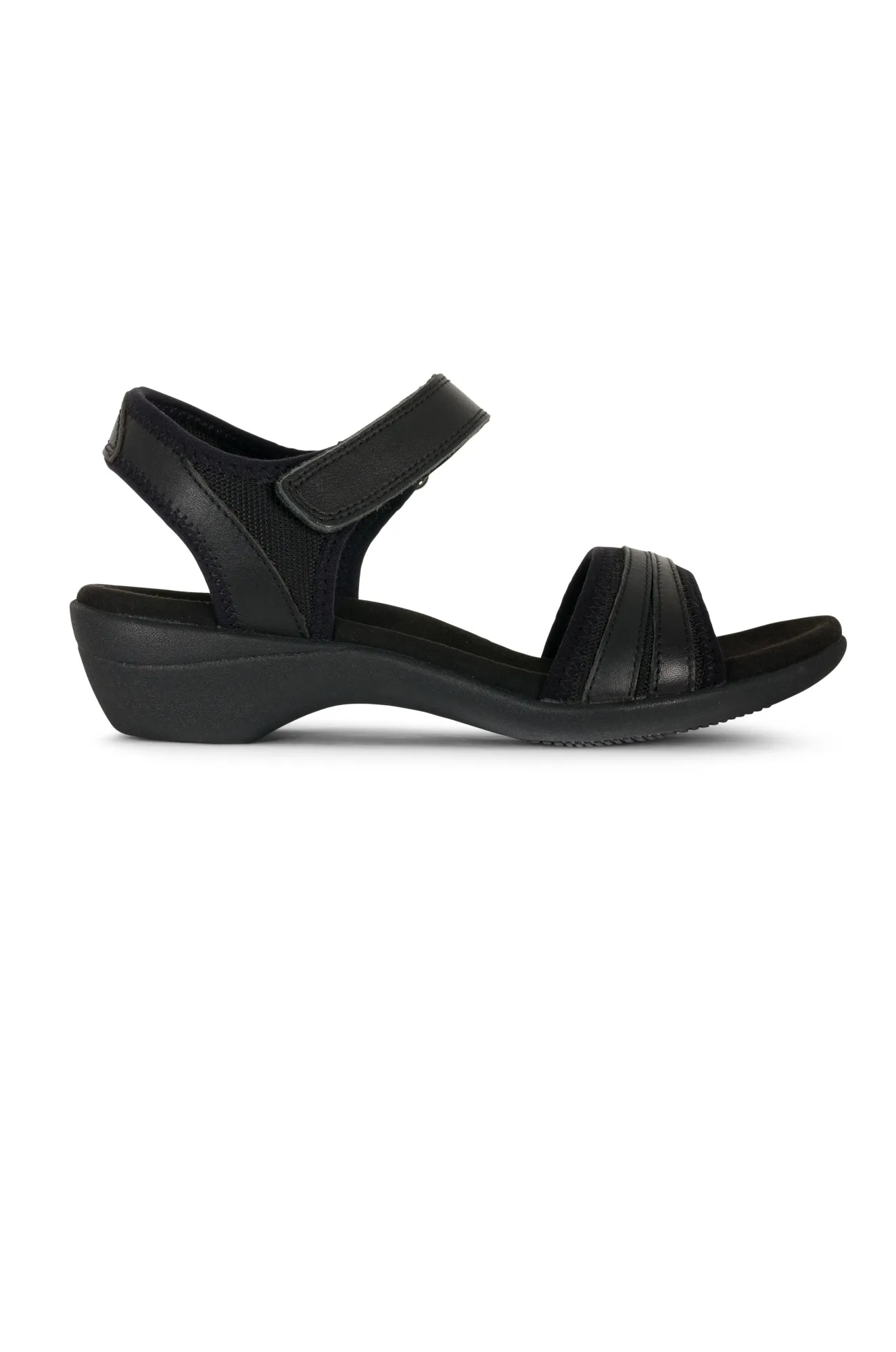 Velcro fastening Leather Sandal | BLACK | AMAZING AB