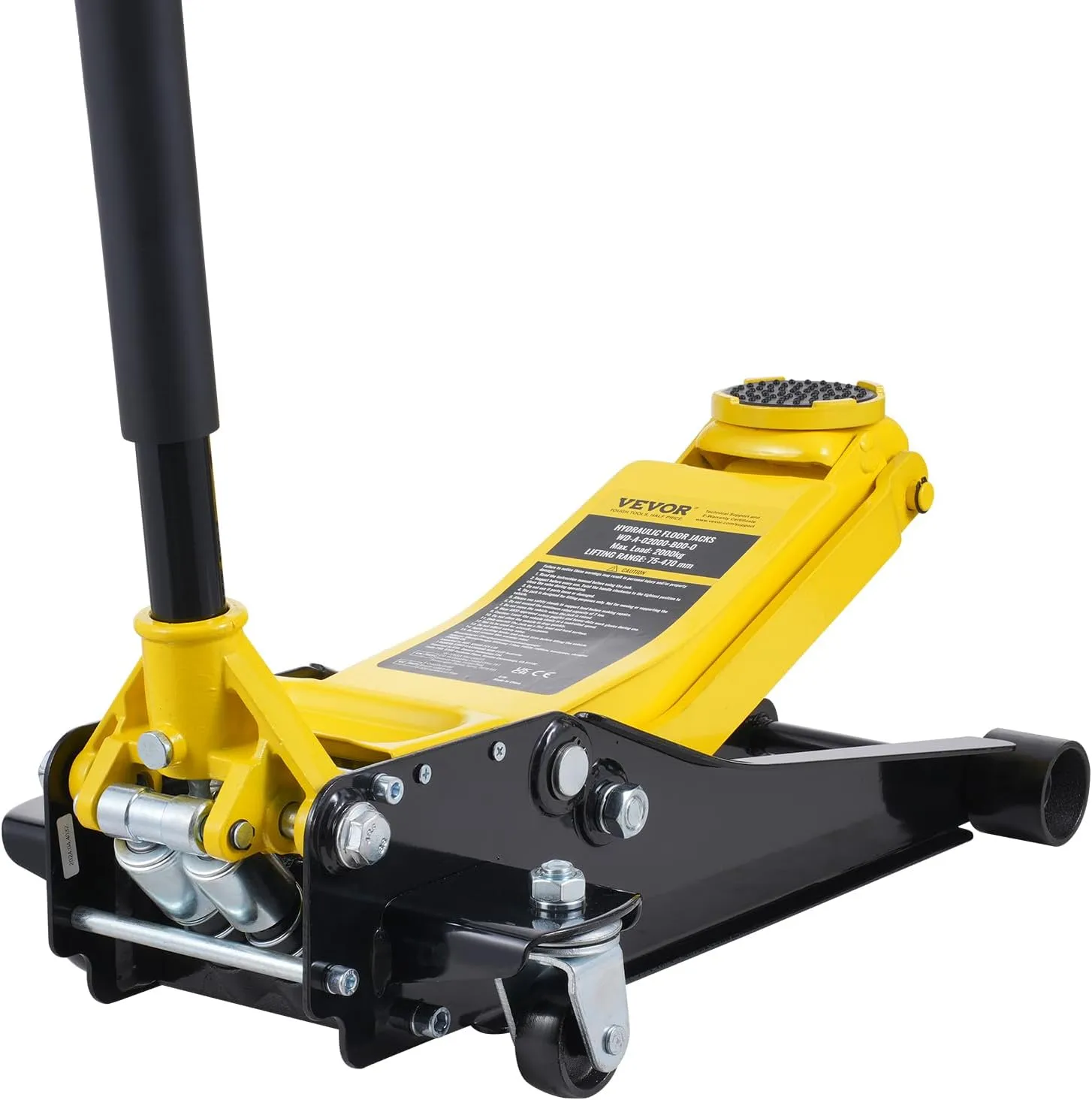 VEVOR Low Profile Floor Jack 2 Ton (4400 lbs), Heavy Duty Iron Hydraulic Racing Floor Jack, Hydraulic Car Jack, Dual Piston Quick Lift Pump, 3"-18.5" Height Lifting Range (Yellow)