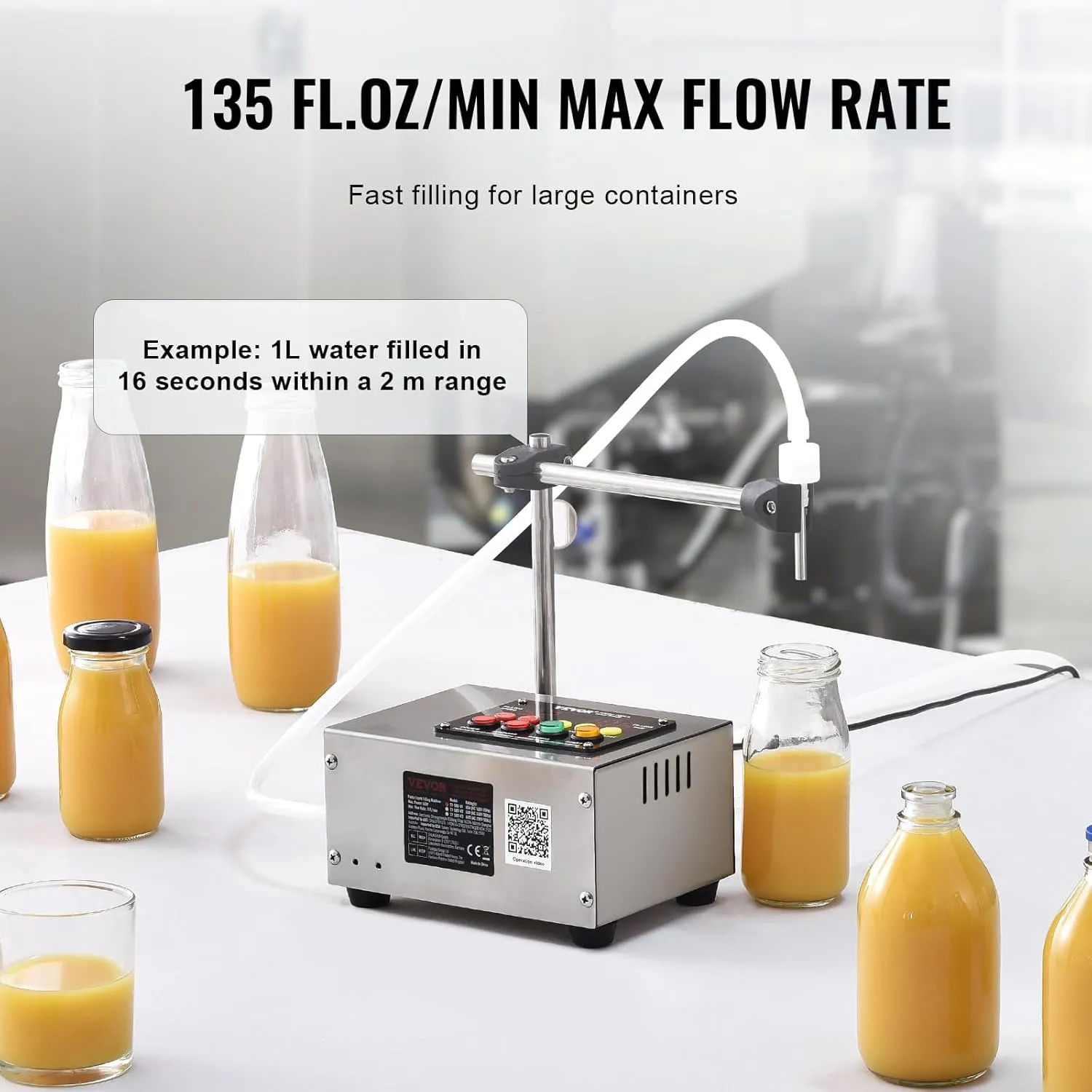VEVOR Paste Liquid Filling Machine 10-4000ml, Automatic Bottle Filling Machine Digital Control for Milk, Water, Wine, Beverage, Soy Sauce, Vinegar, Alcohol (Single Nozzle),