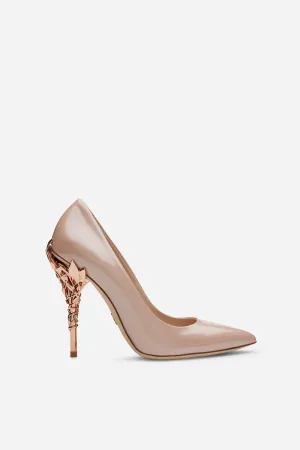 Vintage Pink Patent Leather with Rose Gold Leaves