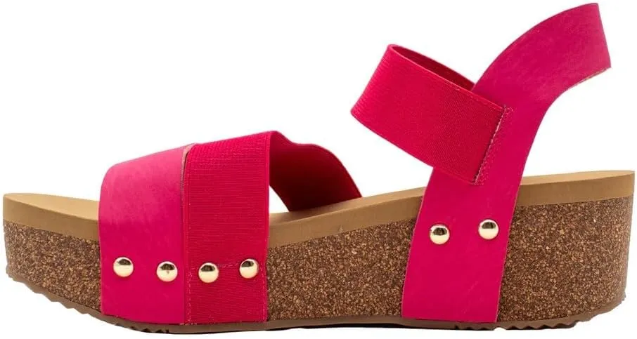 VOLATILE Womens Picnic Ankle Strap Casual Sandals Casual Mid Heel 2-3" - Pink