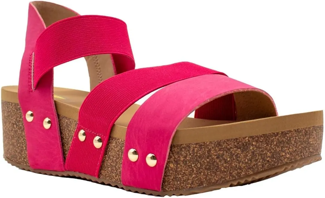 VOLATILE Womens Picnic Ankle Strap Casual Sandals Casual Mid Heel 2-3" - Pink