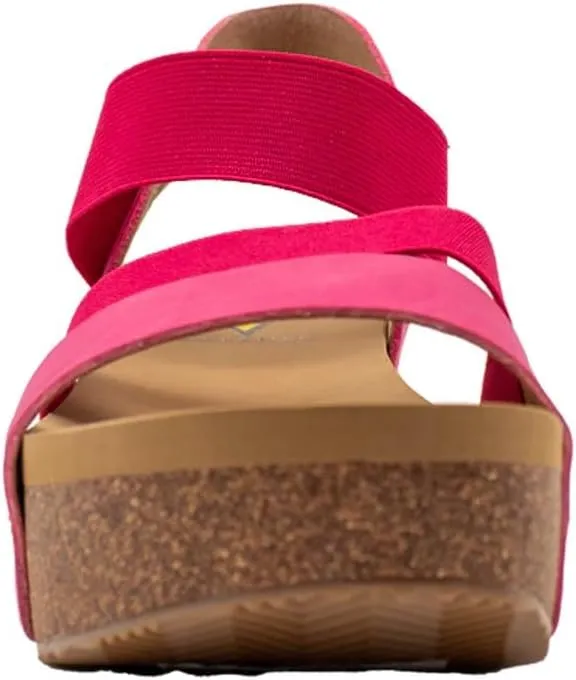 VOLATILE Womens Picnic Ankle Strap Casual Sandals Casual Mid Heel 2-3" - Pink