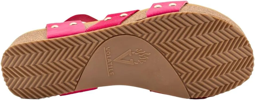 VOLATILE Womens Picnic Ankle Strap Casual Sandals Casual Mid Heel 2-3" - Pink