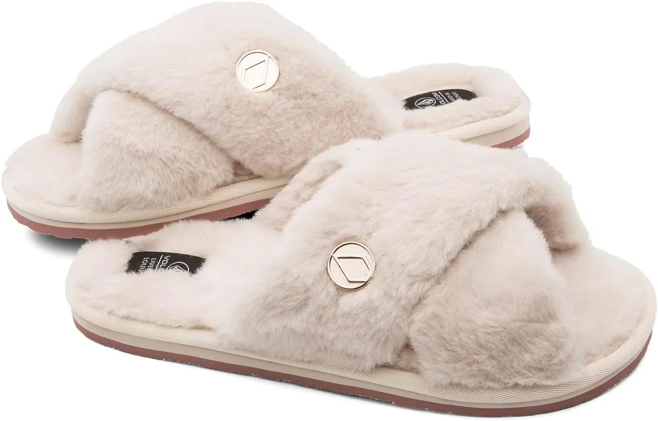 Volcom Women's Lived in Lounge Faux Fur Slide Sandal