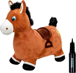 WADDLE Inflatable Animal Hopper - Kids, Toddler Toys, Bouncy Animal Hopper, Hopping Plush Toy, Indoor and Outdoor, Pump Included, Riding Toys for Boys and Girls Ages 2 and Up