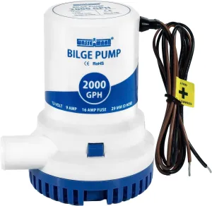 WASSERMANN 2000GPH Bilge Pump 12V, Heavy-Duty Marine Submersible Bilge Water Pumps for Boats with Long Power Cord and Anti-Airlock Protection for Continuous Reliable Operation