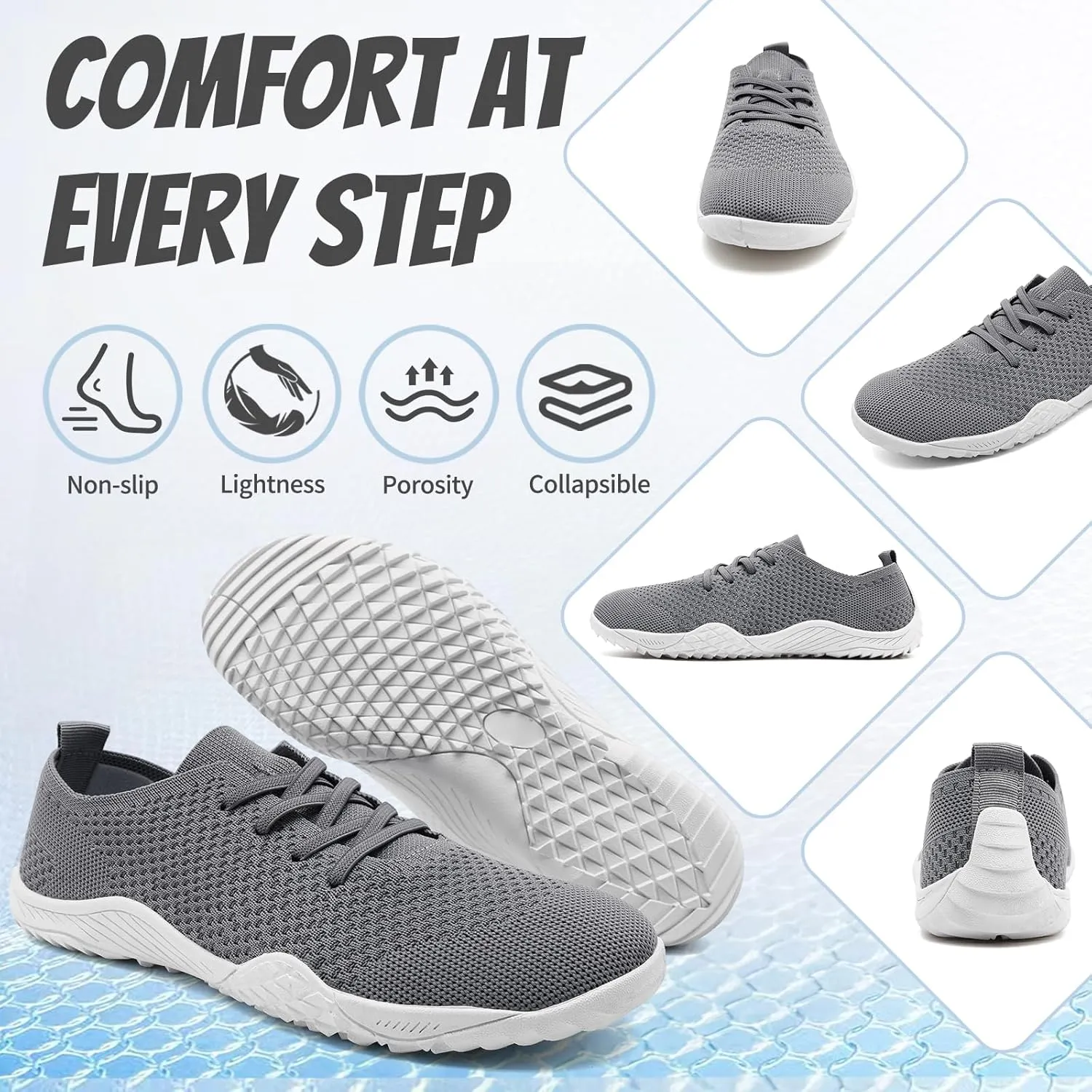 WCIDFY Barefoot Women Zero Drop Running Shoes Non Slip Minimalist Tennis Shoes Lightweight Wide Toe Walking Sneaker