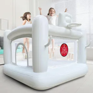White Bounce House for kids 3-6 Inflatable Kid Big Ball Pit White Castle Playhouse with Pump for Toddler Easy to Set Up and Take Down Birthday Party Gifts 58.2 x 68.8 x 68.8 inch (jump house)