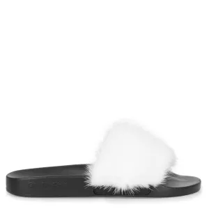 White mink slide sandal