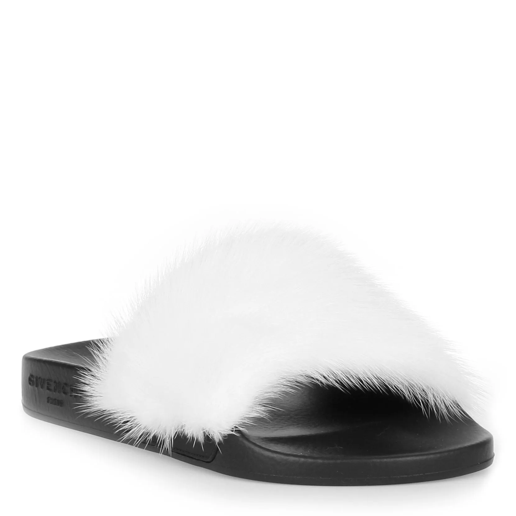 White mink slide sandal