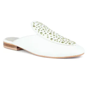 White Slip-On Studded Mule