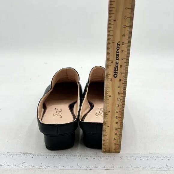Women Luxury Leather Mules, Closed Square Toe Loafer, Med Chunky Heel Backless