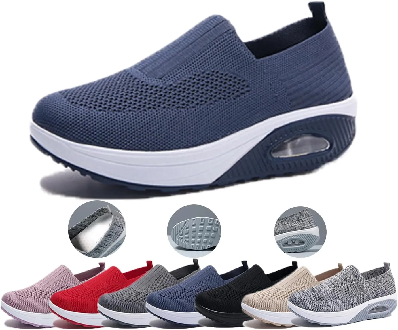 Women Orthopedic Sneakers Walking Shoes,Mesh Breathable Arch Support Slip-on Arch Support Reduces Foot Fatigue Light Air Cushion Orthopedic